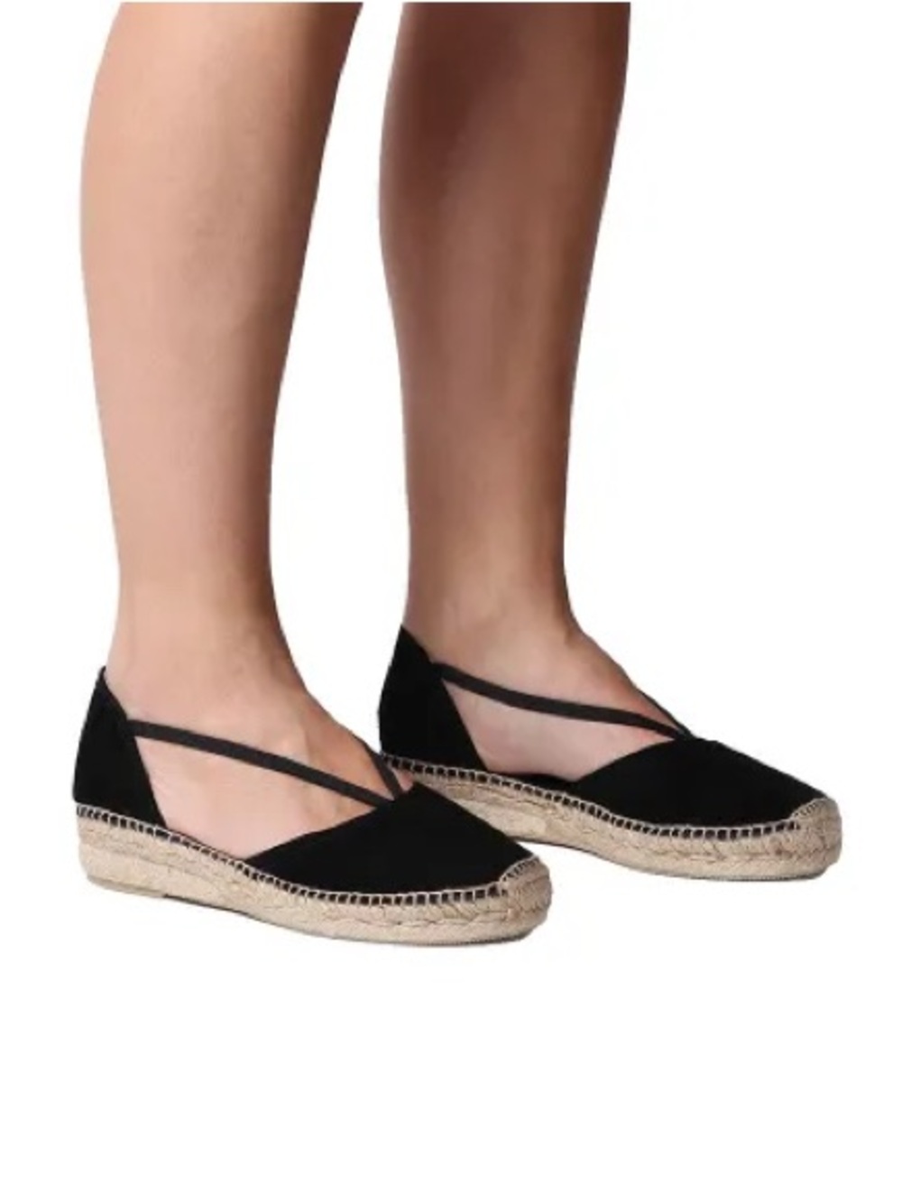 Black Espadrille Flats with Crisscross Straps